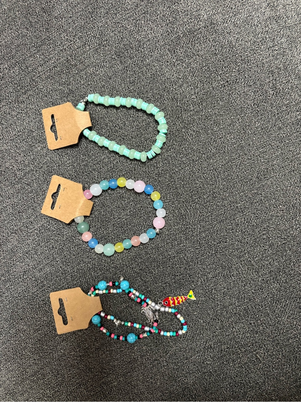 Ladies Girls Colorful Beaded Stretch Bracelet Set - Mint, Multicolor, Turquoise